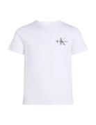 Chest Monologo Ss T-Shirt Tops T-shirts Short-sleeved White Calvin Kle...