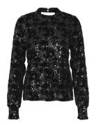 Kagrit Sequin Blouse Tops Blouses Long-sleeved Black Kaffe