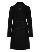 Double-Breasted Wool Coat Villakangastakki Pitkä Takki Black Mango