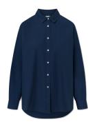 Josie Shirt - Poplin Tops Shirts Long-sleeved Navy STUDIO FEDER