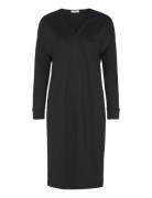 Viscose-Blend Long Sleeve Midi Dress, Daheva Polvipituinen Mekko Black...