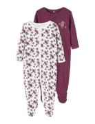 Nbfnightsuit 2P W/F Prune Purple Noos Pyjama Sie Jumpsuit Haalari Purp...