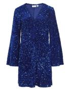 Vibarina Wide Sleeve Glitter Dress Lyhyt Mekko Blue Vila