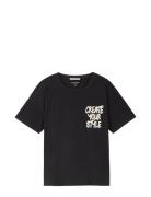 Printed Over D T-Shirt Tops T-shirts Short-sleeved Black Tom Tailor