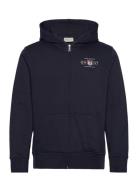 Graphic Fullzip Hoodie Tops Sweat-shirts & Hoodies Hoodies Navy GANT