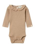 Nbfsophia Sak Ls Slim Body Lil Bodies Long-sleeved Beige Lil'Atelier