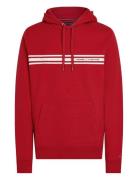 Central Chest Stripe Hoody Tops Sweat-shirts & Hoodies Hoodies Red Tom...