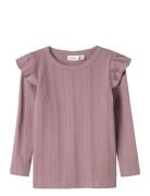 Nmfjulia Ls Slim Top Noos Tops T-shirts Long-sleeved T-shirts Pink Nam...