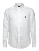 Linen Shirt Tops Shirts Long-sleeved Shirts White Ralph Lauren Kids