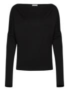 Drapy Long Sleeve Top Tops T-shirts & Tops Long-sleeved Black Weekday