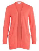 Viril Open L/S Knit Cardigan Tops Knitwear Cardigans Orange Vila