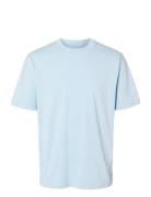 Slhcolman Ss O-Neck Tee Noos Tops T-shirts Short-sleeved Blue Selected...