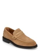Slhcarter Suede Low Penny Loafer Loaferit Matalat Kengät Beige Selecte...