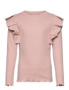 Tnnua L_S Rib Tee Tops T-shirts Long-sleeved T-shirts Pink The New