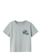 Nmmdrew Nreg Ss Top Box Tops T-shirts Short-sleeved Grey Name It