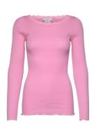 Organic T-Shirt W/Lace Tops T-shirts & Tops Long-sleeved Pink Rosemund...