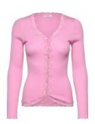 Rwbabette Ls V-Neck Regular Lace Ca Tops Knitwear Cardigans Pink Rosem...
