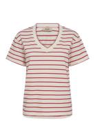 Mmnani V-Ss Stripe Tee Tops T-shirts & Tops Short-sleeved Red MOS MOSH
