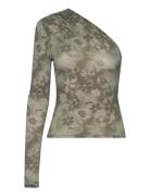 Shoulder Top Tops T-shirts & Tops Long-sleeved Khaki Green Monki