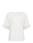Crlivy T-Shirt Tops T-shirts & Tops Short-sleeved White Cream