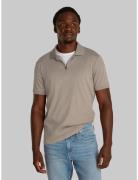Smooth Cotton Welt Zip Polo Tops Polos Short-sleeved Grey Calvin Klein