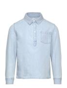 Pocket Denim Shirt Tops Shirts Long-sleeved Shirts Blue Mango