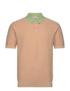 Structured Knitted Polo Tops Polos Short-sleeved Beige Scotch & Soda