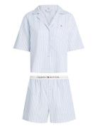 Ss Linen Shirt Short Set Pyjama Blue Tommy Hilfiger