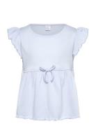 Top Peplum Cute Tops T-shirts Short-sleeved Blue Lindex