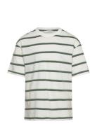 Striped Short-Sleeved T-Shirt Tops T-shirts Short-sleeved Green Mango