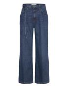 Wideleg Jeans With Belt Bottoms Jeans Wide Blue Mango