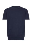 Owen Knitted T-Shirt Tops T-shirts Short-sleeved Navy Clean Cut Copenh...
