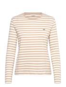 Reg Striped Shield Ls T-Shirt Tops T-shirts & Tops Long-sleeved Beige ...