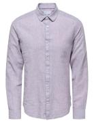 Onscaiden Life Ls Solid Linen Shirt Noos Tops Shirts Casual Purple ONL...