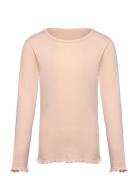 Summer Pointelle Ls Tee Tops T-shirts Long-sleeved T-shirts Pink Copen...