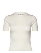 Short-Sleeved Fine-Knit Sweater Tops Knitwear Jumpers Beige Mango