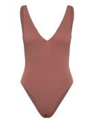 Seadive Deep V Neck Piece Uimapuku Uima-asut Brown Seafolly