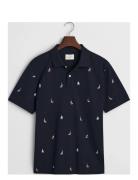 Embroidered Graphic Polo Tops Polos Short-sleeved Blue GANT