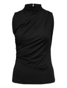 Rwbillie Sl Drape Top Tops T-shirts & Tops Sleeveless Black Rosemunde