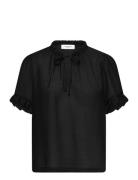 Rwroa Ss Regular Blouse Tops Blouses Short-sleeved Black Rosemunde