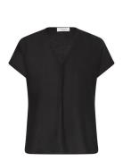 Rwroa Sl Regular Blouse Tops Blouses Short-sleeved Black Rosemunde