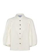 Mssigga Shirt Tops Blouses Short-sleeved White Minus