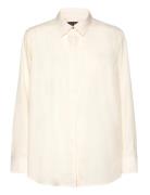 Crepe Shirt Tops Blouses Long-sleeved Cream Lauren Women