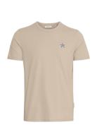 Cfemmet Tee With Embroidery Tops T-shirts Short-sleeved Beige Casual F...