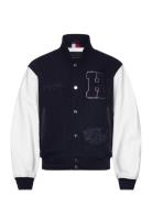 Leather Varsity Jacket Bombertakki Takki Black Tommy Hilfiger