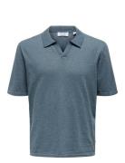 Onsgeorge Reg 12 Linen Ss Polo Knit Tops Polos Short-sleeved Blue ONLY...