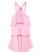 Vmfelicia Sl Ruffle Short Dress Exp Lyhyt Mekko Pink Vero Moda