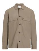 Cotton Blend Overshirt Tops Overshirts Beige Calvin Klein
