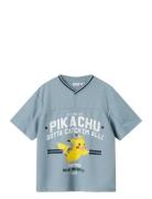 Nkmmilas Pokemon Nreg Ss Poly Top Sky Tops T-shirts Short-sleeved Blue...