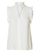 Slfviva Sl Sun Ruffle Top Noos Tops T-shirts & Tops Sleeveless White S...